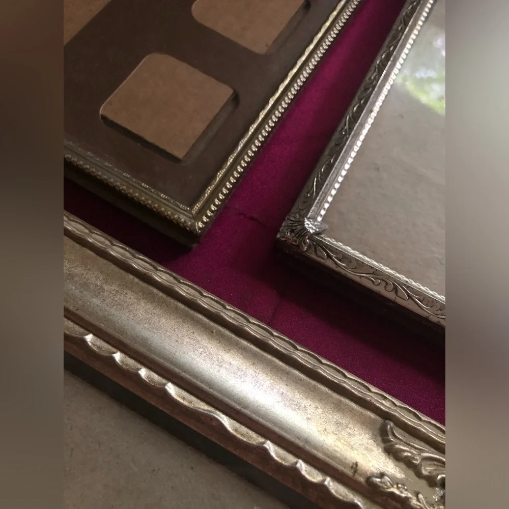 3 Gallery Wall Picture Frame Lot, Gold And Silver Tone, Metal Vintage, Small